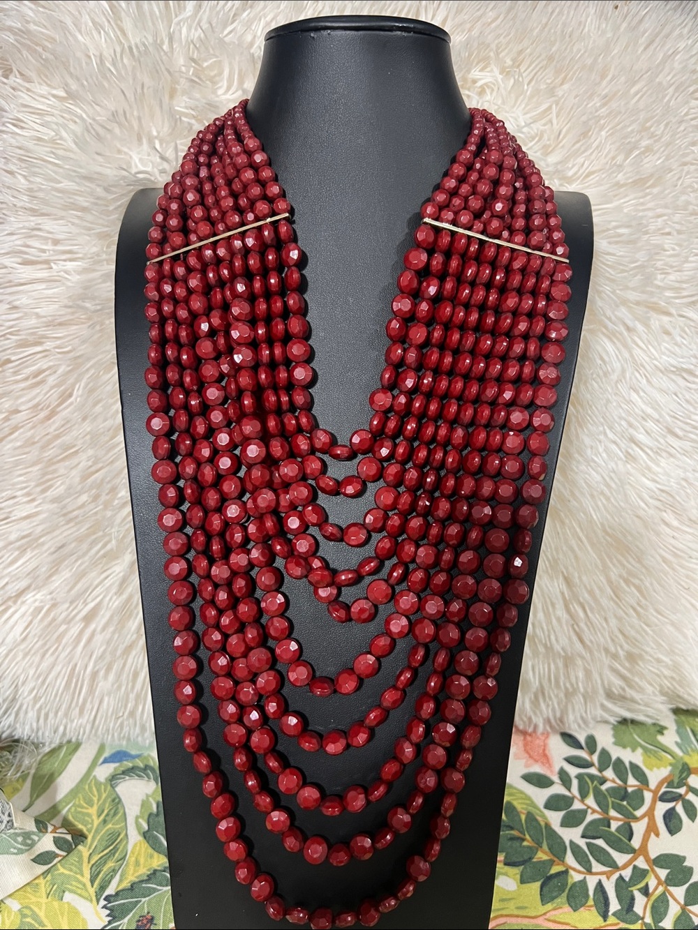 Elegant Multi-Strand Red Beaded Necklace